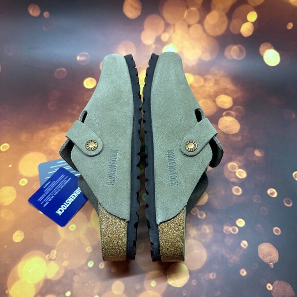 🎁Birkenstock Boston Soft Shoes Suede Sandals Clogs Mules  Black - Picture 5 of 5
